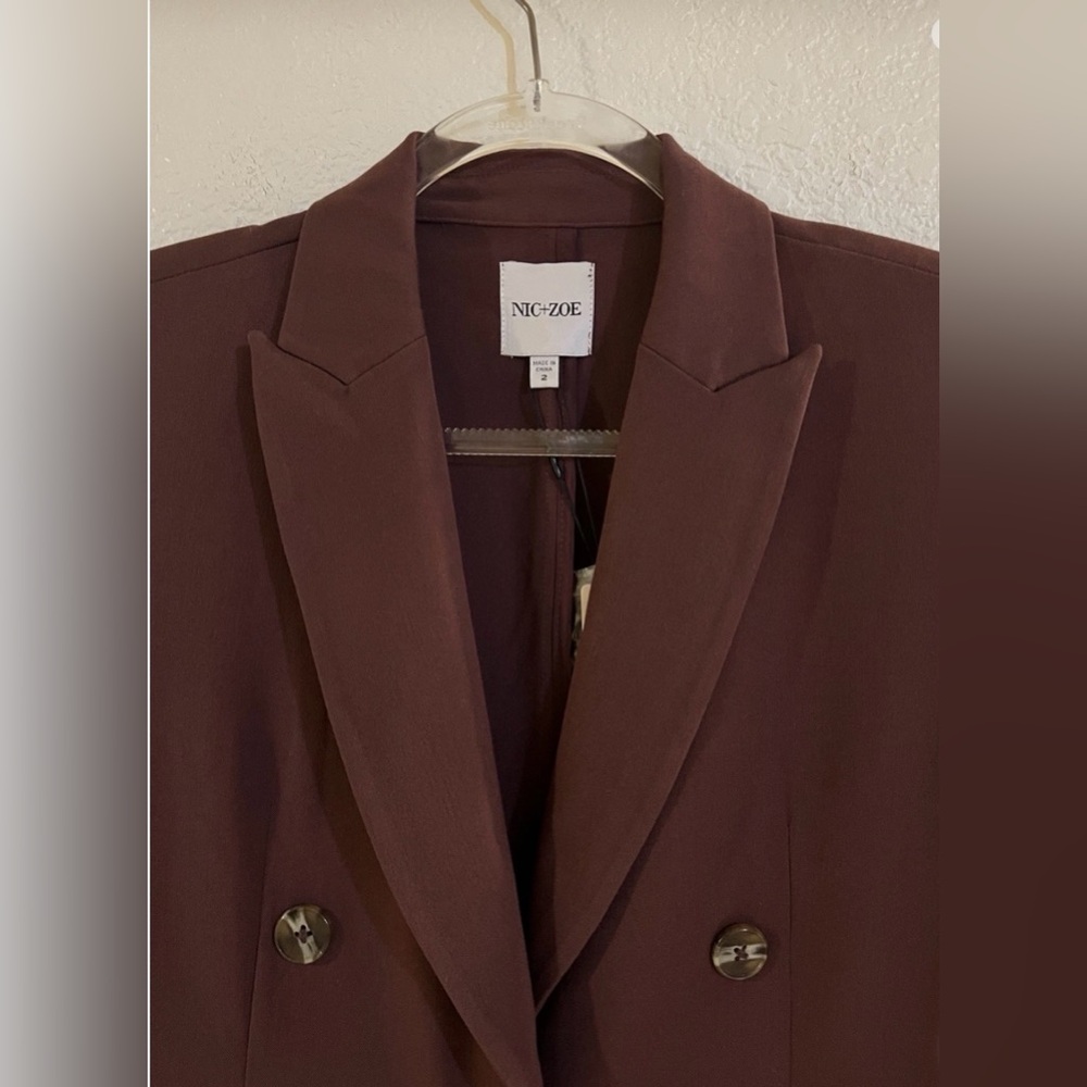 Nic + Zoe The Avenue Blazer Red Wine Color One Button Blazer Size 2 - Picture 6 of 9
